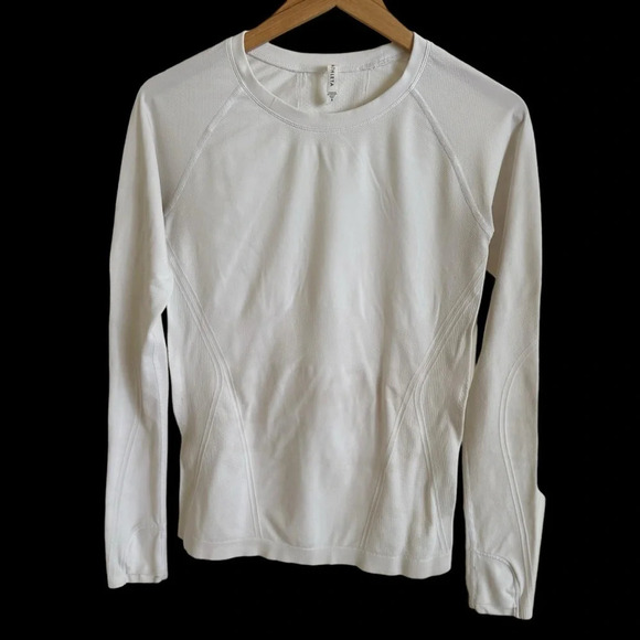 Athleta size Small White Momentum Fitted Long Sleeve Athletic Shirt Running - Picture 1 of 5